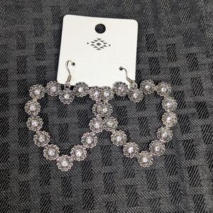 Floral Silver Heart Earrings.